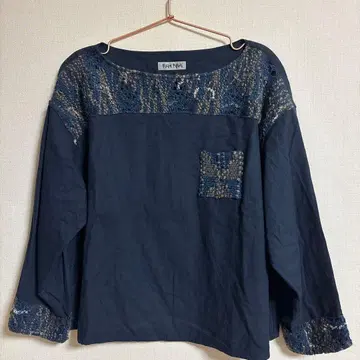 FUGA FUGA 네이비 레이스 장식 긴팔 블라우스