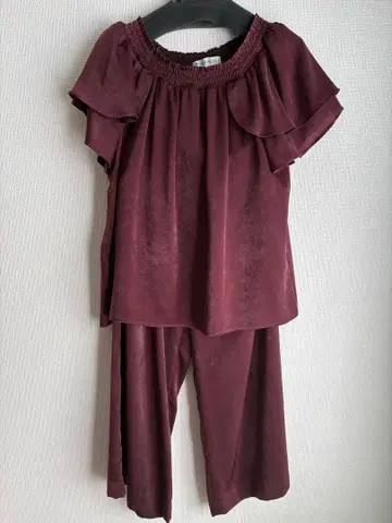 쿠미쿄쿠 셋업 블라우스 와이드 팬츠 보르도 S2 상하의