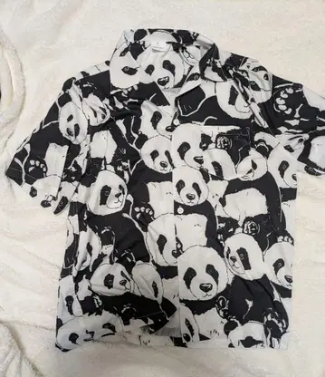 CHANGE WELL 팬더 무늬 반팔 셔츠 XL 빅 루즈