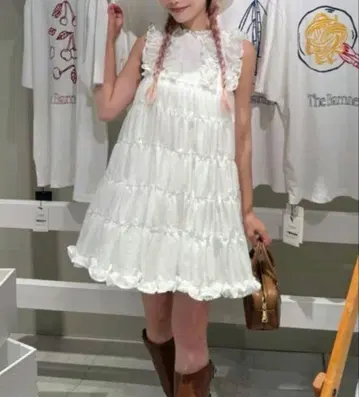 Treat Urself sheer frill tiered dress