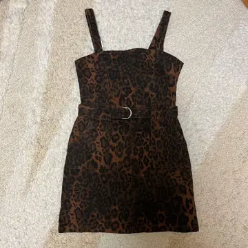 갸루 y2k 레오파드 무늬 미니 원피스