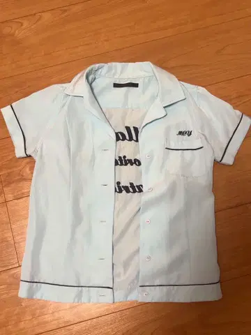 moussy 스카이블루 반팔 셔츠 백 프린트 레어 모델 빈티지