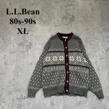 80s-90s 엘엘빈 (XL) USA 니트 가디건 패턴 니트