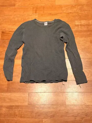 BARNS 와플 서멀 롱 T 일본제 M 블랙 흑먹색