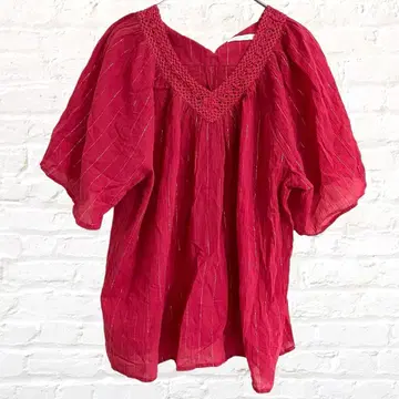 ehka sopo 에카 소포 라메 블라우스 백리본 핑크 반짝이는 여름