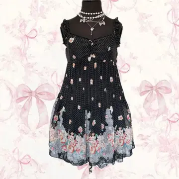 y2k axes femme 도트 꽃무늬 위시코어 모리걸 발레코어