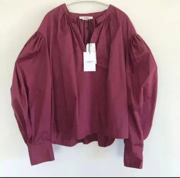 퍼플 벌룬 슬리브 블라우스