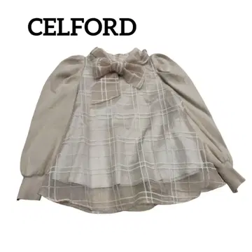 [새상품급] [레어] 셀포드 체크 플로키 블라우스 베이지 36