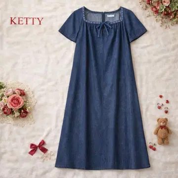 75 새상품급 KETTY 데님 리본 원피스