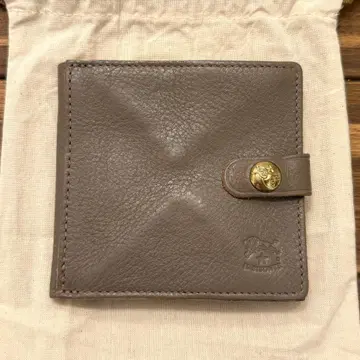 새상품 IL BISONTE 접이식 지갑 로고 엠보 트로토라 그레이지