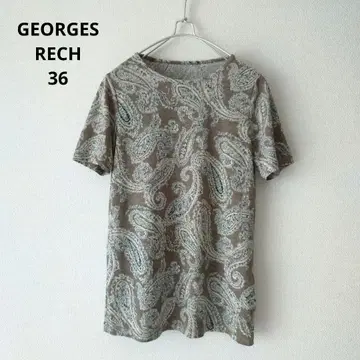조르주 레쉬 페이즐리 올 패턴 티셔츠 반팔 신축성 36 브라운 계열