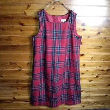 원피스 슬리브리스 무릎 기장 타탄 체크 레트로 체형 커버 L 구제 의류