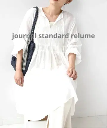 journal standard 코튼 보일 크링클 티어드 블라우스