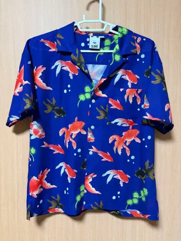 x-girl 반팔 금붕어 패턴 셔츠