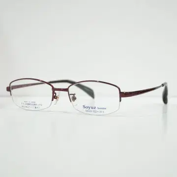 새상품 일본제 티타늄 와인 브라운 반림 안경 렌즈 교환 가능 경량 프레임