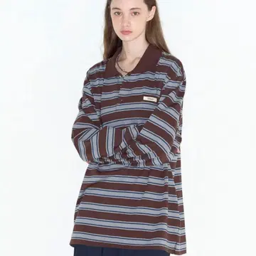 ROCKCAKE Striped Polo T-Shirt - Brown