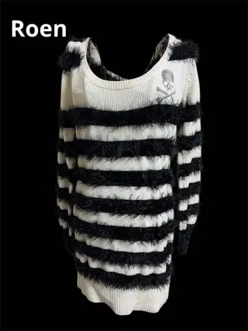 Roen 퍼 스트라이프 니트 스웨터