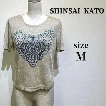 SHINSAI KATO 반팔 니트 풀오버 라메 믹스 일본제