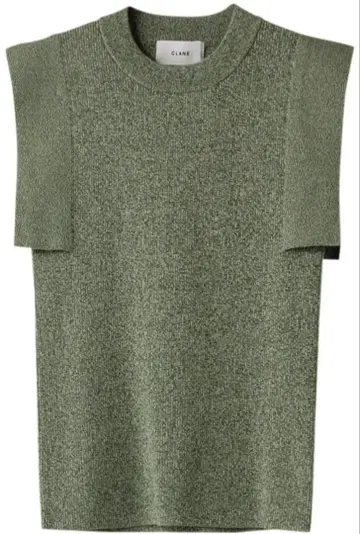 [새상품급] CLANE 클라네 스퀘어 슬리브 니트탑 올리브 그린 S