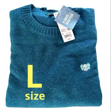 유니클로 KAWS 라무 크루넥 스웨터 L 그린 미착용 새상품