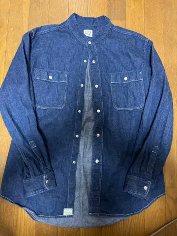 오어슬로우 orslow 스탠드 카라 밴드 카라 데님 셔츠 인디고