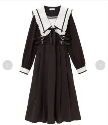 디어마이러브 버클 벨트 세일러 원피스 롱 기장