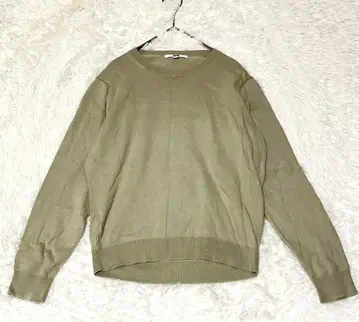 M308 [유니클로] 코튼 니트 크루넥 리브 롱 슬리브