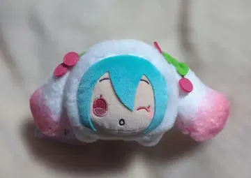 하츠네 미쿠 x 시나모롤 누워있는 봉제 인형 벚꽃 ver.