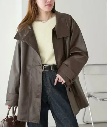 새상품 디스코트 인조 가죽 스탠드 코트
