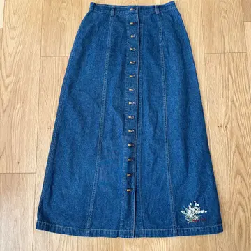 [레어] KETTY 케티 꽃 플라워 자수 데님 롱 스커트