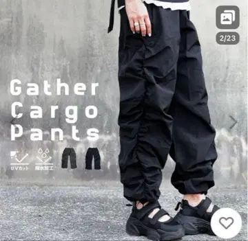 Gather Cargo Pants 블랙 *antiqua*