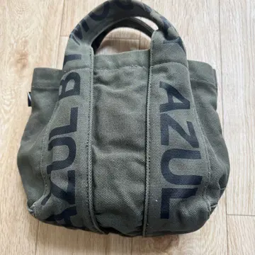 AZUL by moussy 로고 토트백 카키