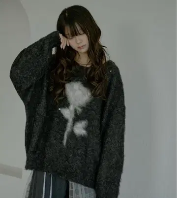 Ezick Brushed jacquard 오버 스터드 니트