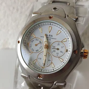 세이코 SEIKO 남성용 알바 달력 솔라 스테인리스 미사용 손목시계