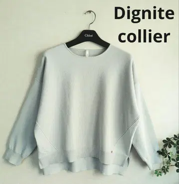 [디니테코리에] 참 장식 사슴 무늬 절개 풀오버 긴팔 스프링 니트