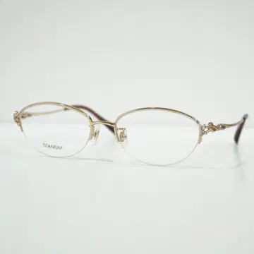 새상품 티타늄 골드 컬러 반테 안경 프레임 렌즈 교환 가능 경량 골드