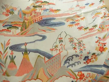 순수 실크 큰 가가유젠풍 크레이프 원단 보자기 후지미야비제