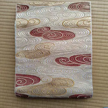 소용돌이 무늬 후쿠로 오비 빨간색 금