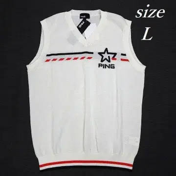 새상품 핑 골프 자카드 V넥 니트 베스트 화이트 L