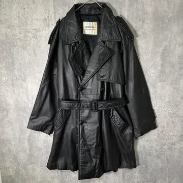 최상급 소가죽 레더 트렌치코트 벨트 포함 천연 가죽