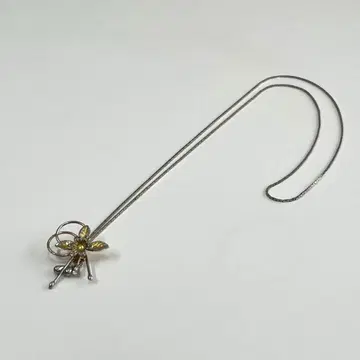 빈티지 꽃 모티브 반지 스톤 실버 목걸이 스톤 포함