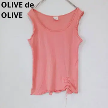 [올리브 데 올리브] 슬리브리스 티셔츠 옅은 핑크 셔링 코튼 일본제