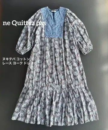 정가 35,200엔 누키테파 누키테파 코튼 레이스 요크 드레스 M