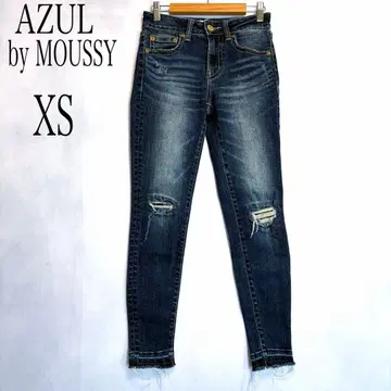 아줄바이마우지 데미지 가공 스트레치 데님 팬츠 인디고 XS