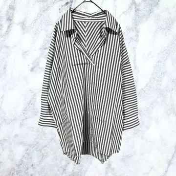 13219 아줄바이마우지 스트라이프 셔츠 M 그레이 튜닉