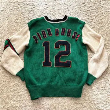 극레어 PINK HOUSE 니트 가디건 자수 NO12 그린