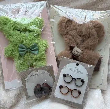 쓰리코 최애 인형옷 케이프 곰 안경 신발 묶음 판매