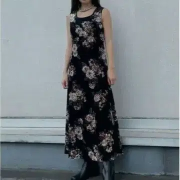 MOUSSY 마우지 VELVET FLOWER LONG 드레스 원피스