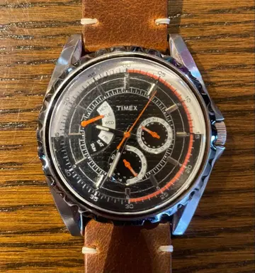 TIMEX 레트로그래드 손목시계 블랙/오렌지 타이맥스