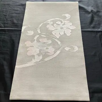 여름 오비 옅은 그레이 꽃무늬 명주 직조 후쿠로 오비